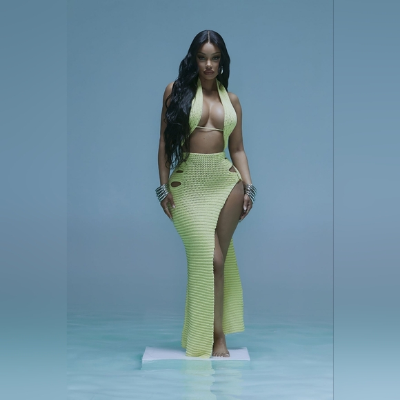 Fashion Nova Dresses & Skirts - Fashion Nova Green Maxi Pencil Dress with Cut Out